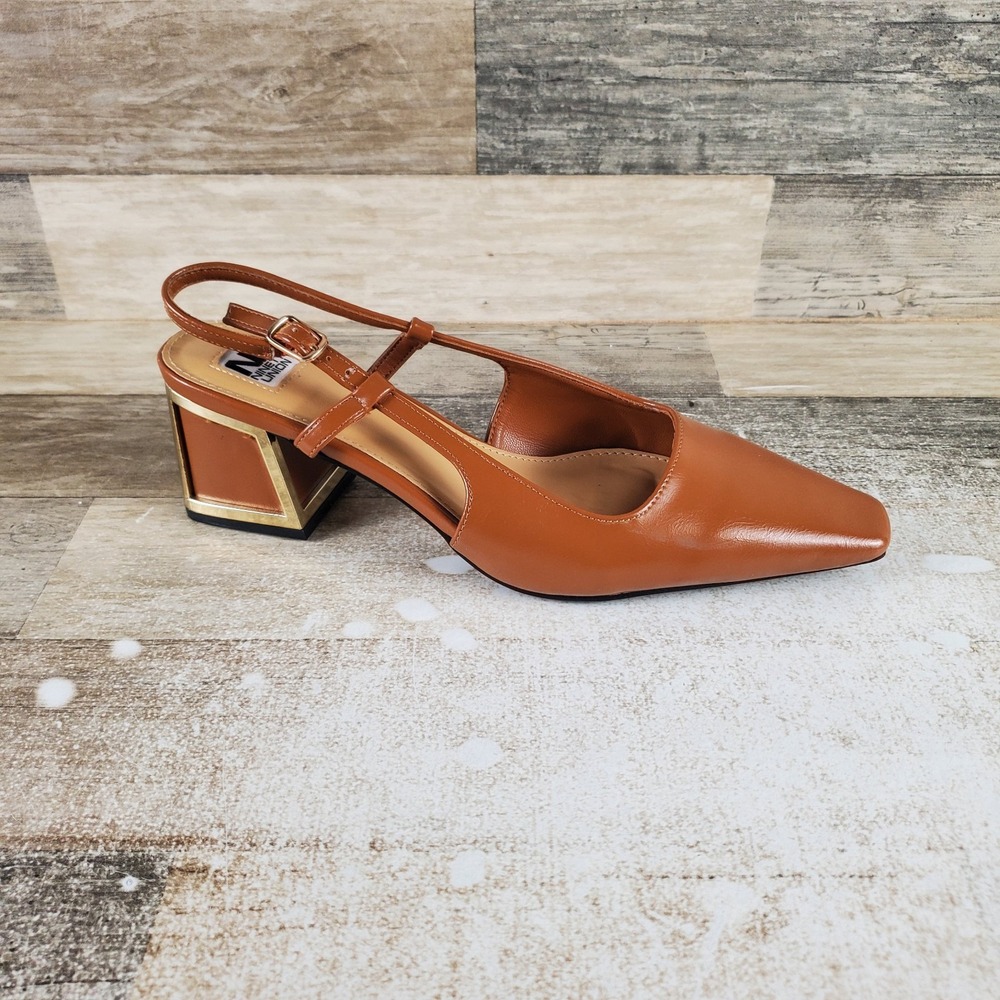 Ninety Union Blake Womens Pumps Sz 10 Tan Buckle Slingback Block Heel